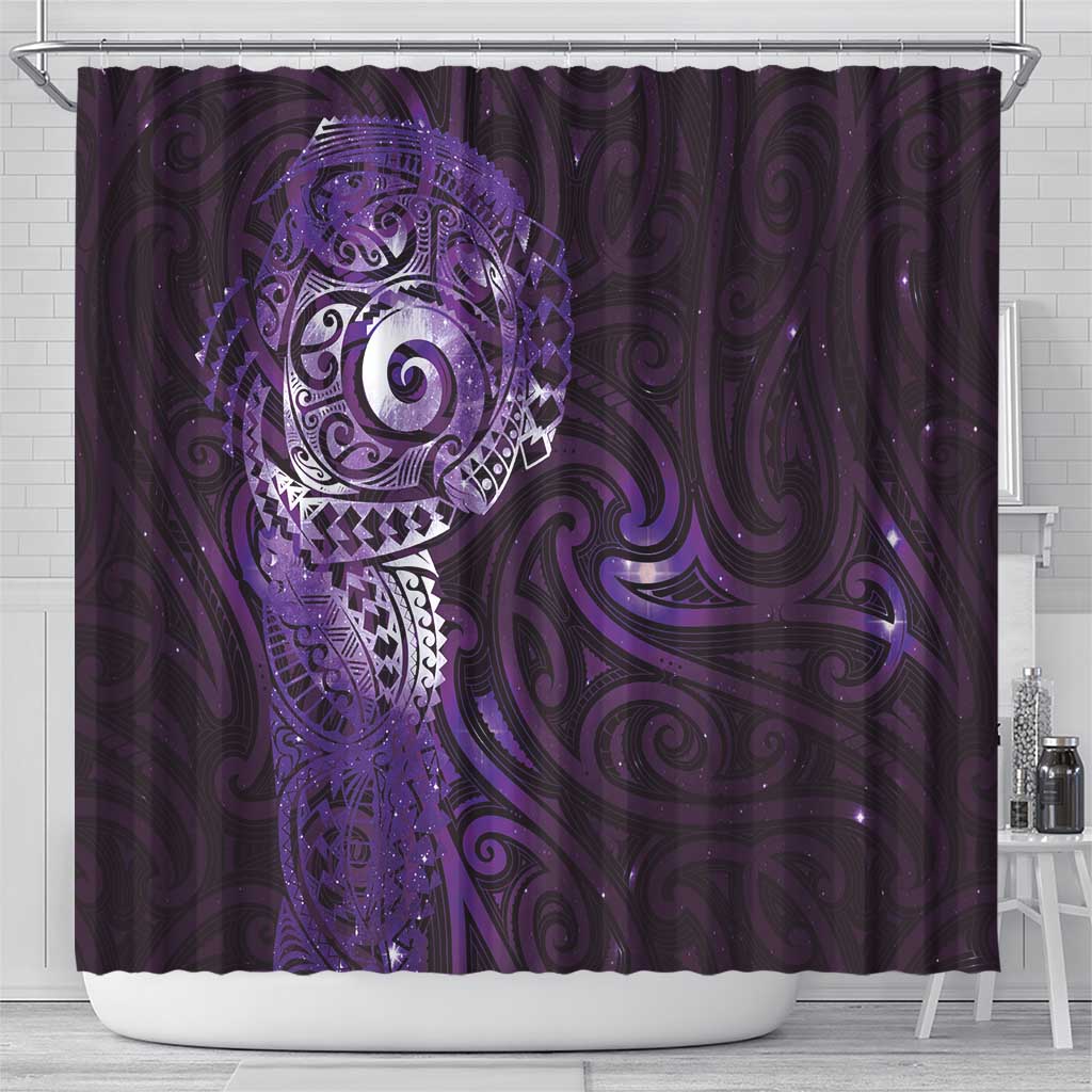 Matariki New Zealand Maori Koru Art Tattoo Shower Curtain New Year Galaxy Purple Sky Style LT03 - Polynesian Pride