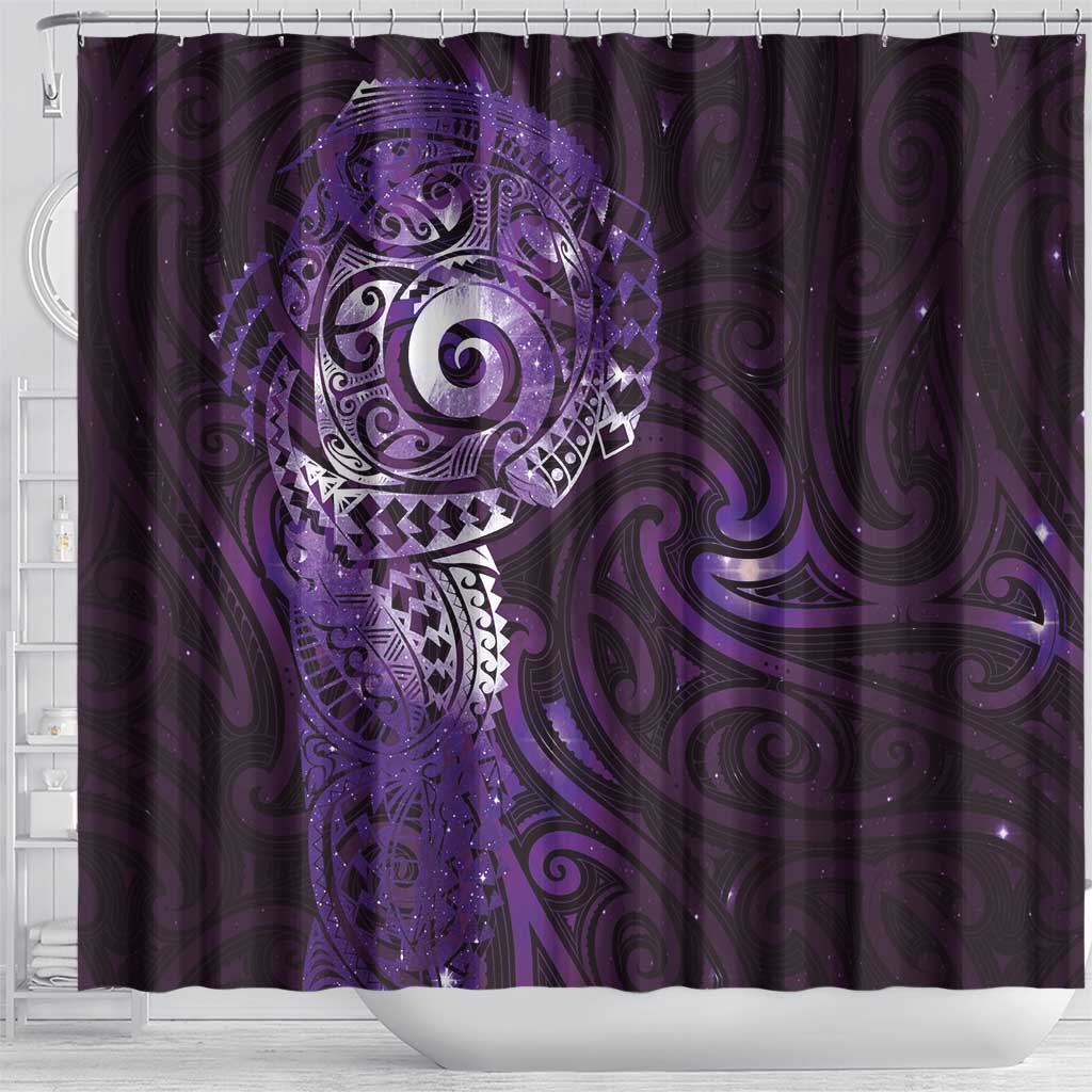 Matariki New Zealand Maori Koru Art Tattoo Shower Curtain New Year Galaxy Purple Sky Style LT03 - Polynesian Pride