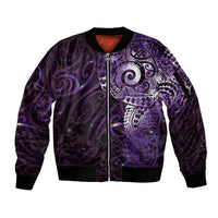 Matariki New Zealand Maori Koru Art Tattoo Sleeve Zip Bomber Jacket New Year Galaxy Purple Sky Style LT03 Unisex Purple - Polynesian Pride