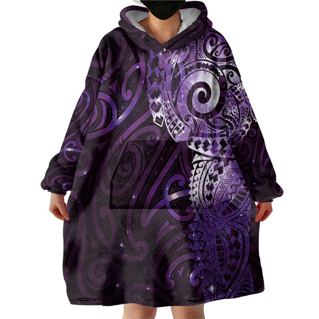 Matariki New Zealand Maori Koru Art Tattoo Wearable Blanket Hoodie New Year Galaxy Purple Sky Style LT03 - Polynesian Pride
