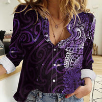 Matariki New Zealand Maori Koru Art Tattoo Women Casual Shirt New Year Galaxy Purple Sky Style