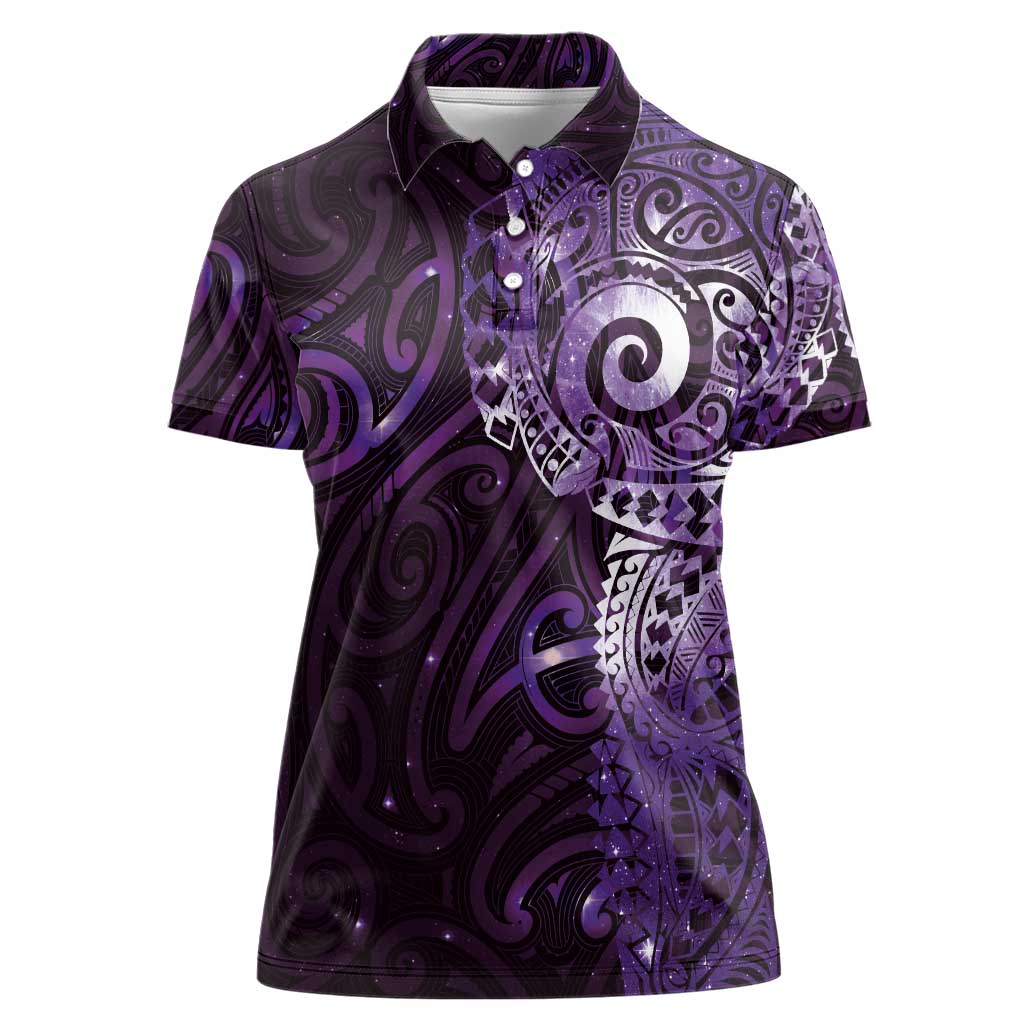 Matariki New Zealand Maori Koru Art Tattoo Women Polo Shirt New Year Galaxy Purple Sky Style LT03 Female Purple - Polynesian Pride