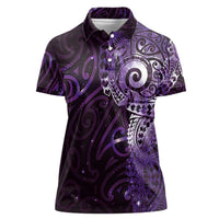 Matariki New Zealand Maori Koru Art Tattoo Women Polo Shirt New Year Galaxy Purple Sky Style LT03 Female Purple - Polynesian Pride