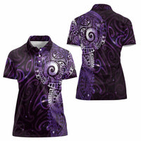 Matariki New Zealand Maori Koru Art Tattoo Women Polo Shirt New Year Galaxy Purple Sky Style LT03 - Polynesian Pride