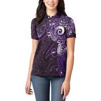 Matariki New Zealand Maori Koru Art Tattoo Women Polo Shirt New Year Galaxy Purple Sky Style LT03 - Polynesian Pride