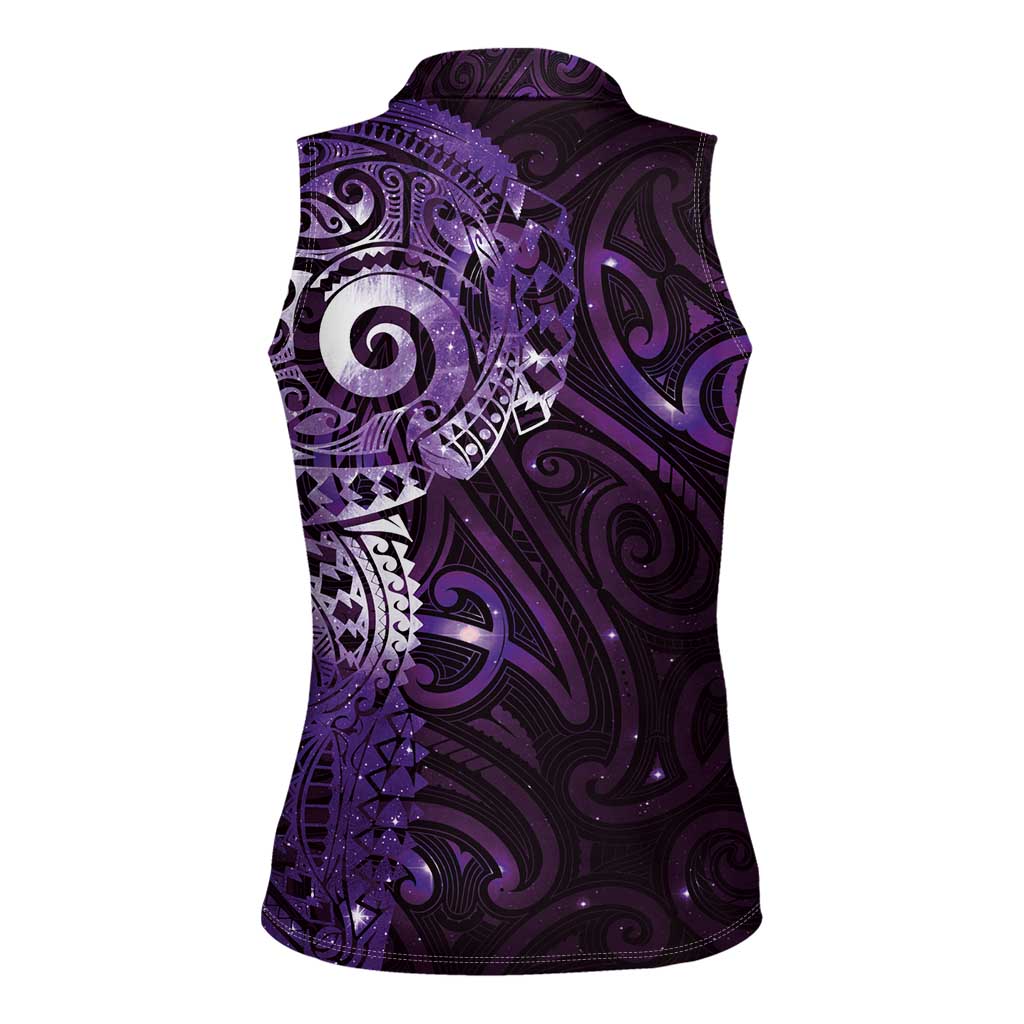 Matariki New Zealand Maori Koru Art Tattoo Women Sleeveless Polo Shirt New Year Galaxy Purple Sky Style LT03 - Polynesian Pride
