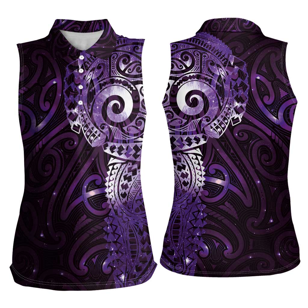 Matariki New Zealand Maori Koru Art Tattoo Women Sleeveless Polo Shirt New Year Galaxy Purple Sky Style LT03 - Polynesian Pride