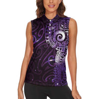 Matariki New Zealand Maori Koru Art Tattoo Women Sleeveless Polo Shirt New Year Galaxy Purple Sky Style LT03 - Polynesian Pride