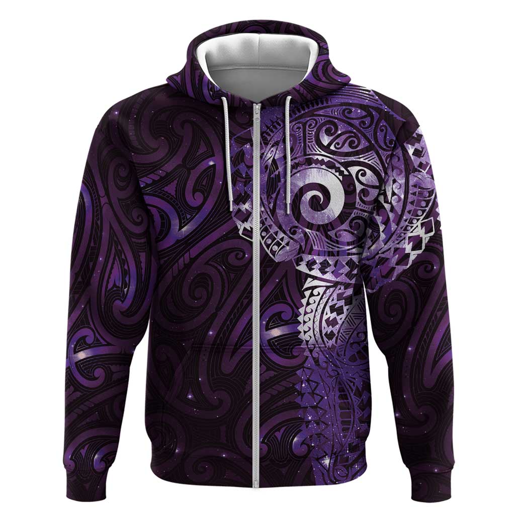 Matariki New Zealand Maori Koru Art Tattoo Zip Hoodie New Year Galaxy Purple Sky Style LT03 Zip Hoodie Purple - Polynesian Pride
