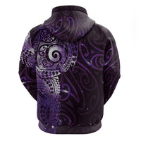 Matariki New Zealand Maori Koru Art Tattoo Zip Hoodie New Year Galaxy Purple Sky Style LT03 - Polynesian Pride