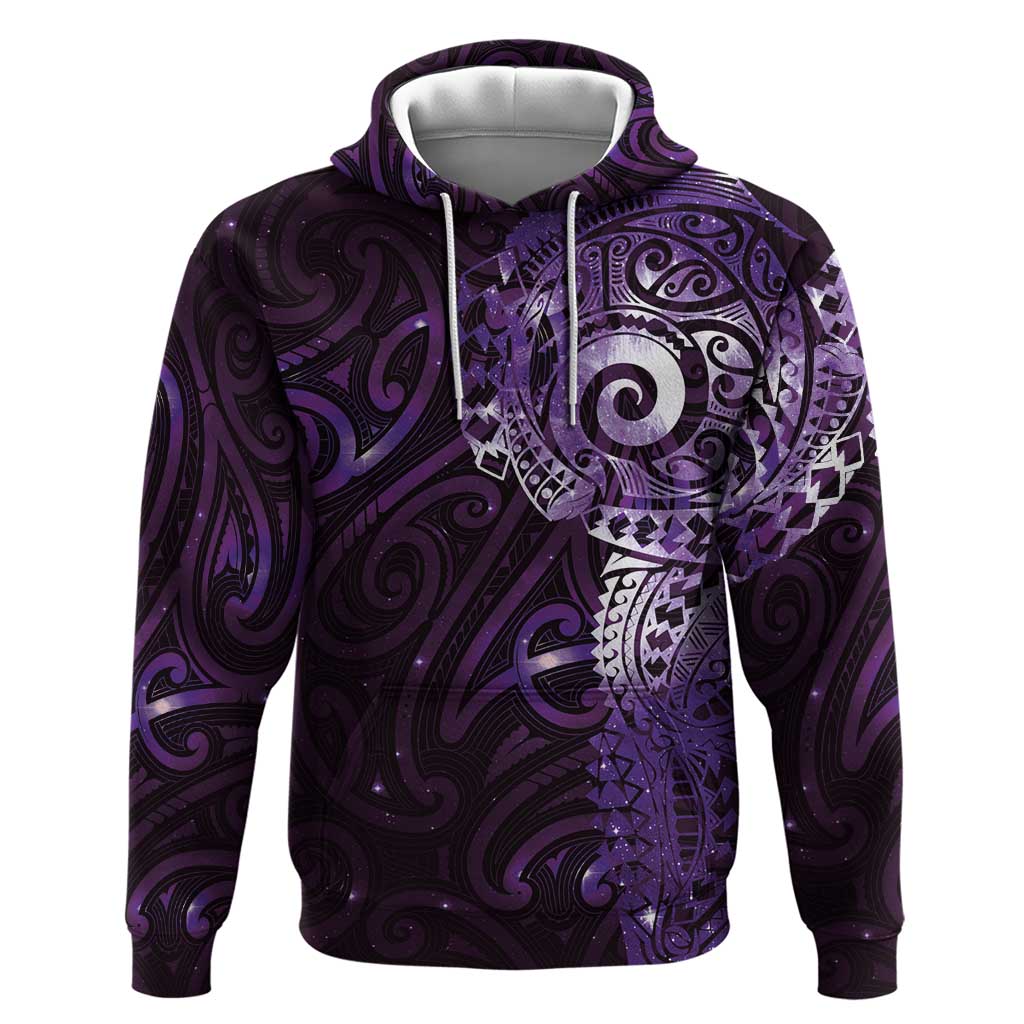 Matariki New Zealand Maori Koru Art Tattoo Zip Hoodie New Year Galaxy Purple Sky Style LT03 Pullover Hoodie Purple - Polynesian Pride