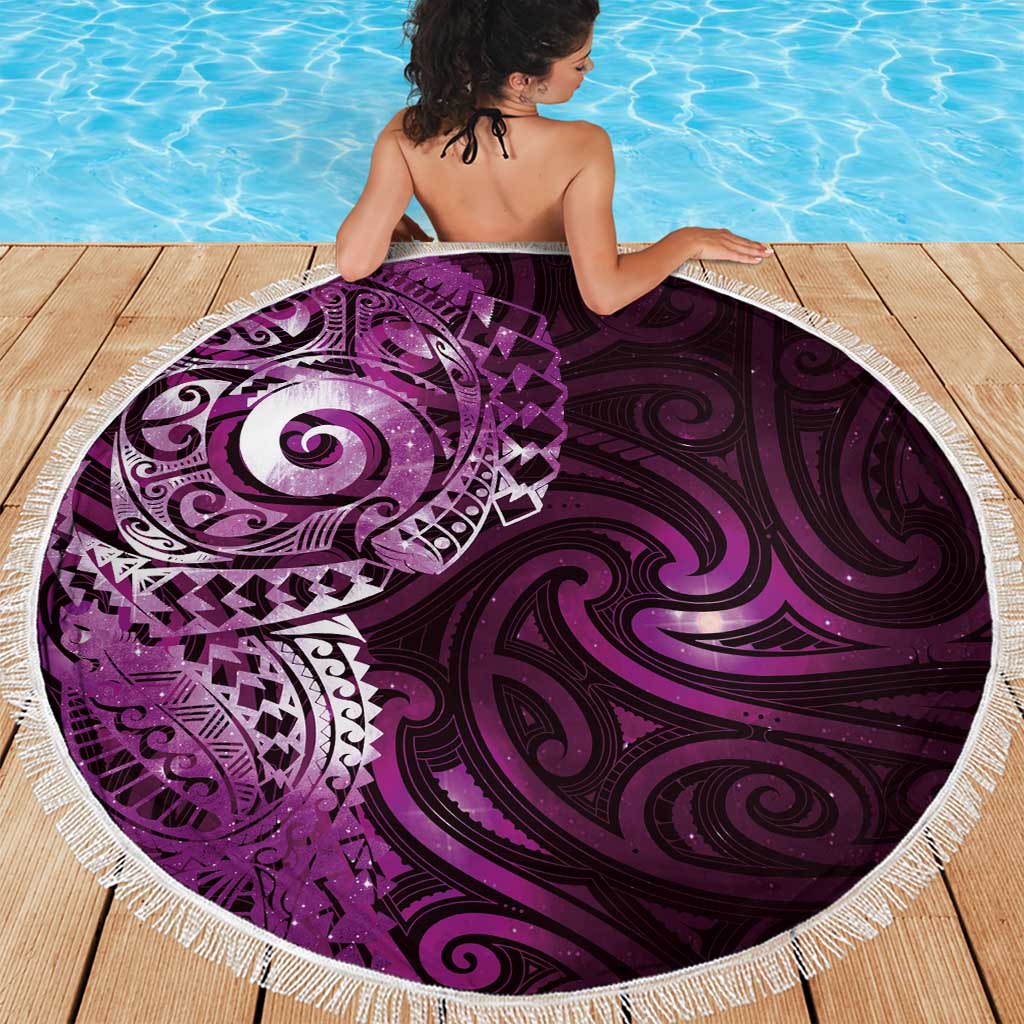 Matariki New Zealand Maori Koru Art Tattoo Beach Blanket New Year Galaxy Pink Sky Style LT03 - Polynesian Pride