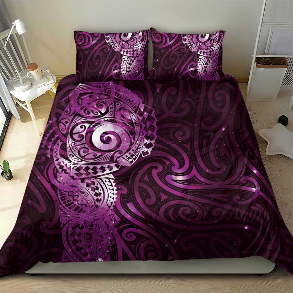 Matariki New Zealand Maori Koru Art Tattoo Bedding Set New Year Galaxy Pink Sky Style LT03 - Polynesian Pride