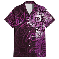 Matariki New Zealand Maori Koru Art Tattoo Family Matching Off The Shoulder Long Sleeve Dress and Hawaiian Shirt New Year Galaxy Pink Sky Style LT03 Dad's Shirt - Short Sleeve Pink - Polynesian Pride