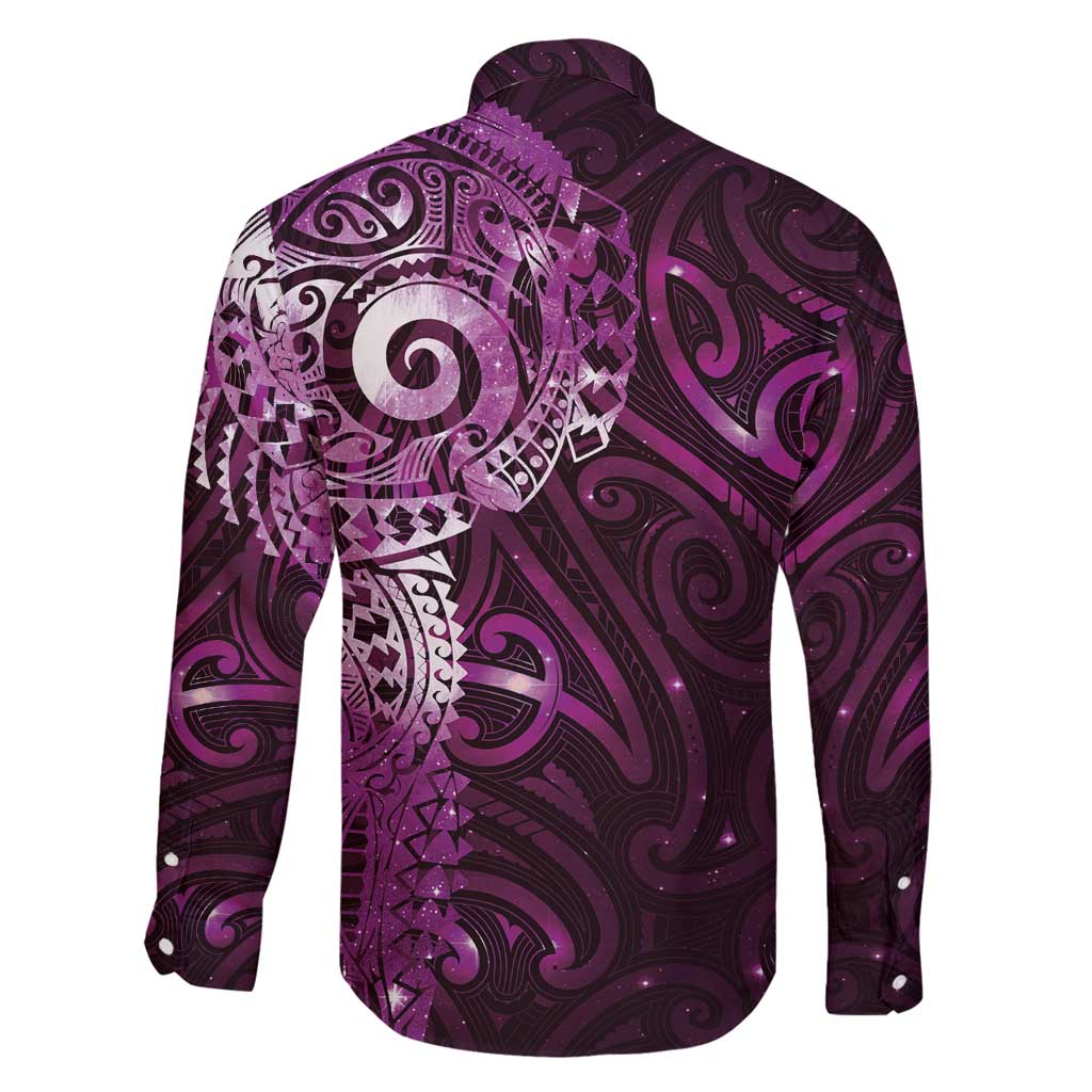 Matariki New Zealand Maori Koru Art Tattoo Family Matching Off Shoulder Short Dress and Hawaiian Shirt New Year Galaxy Pink Sky Style LT03 - Polynesian Pride