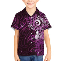 Matariki New Zealand Maori Koru Art Tattoo Family Matching Puletasi and Hawaiian Shirt New Year Galaxy Pink Sky Style LT03 Son's Shirt Pink - Polynesian Pride