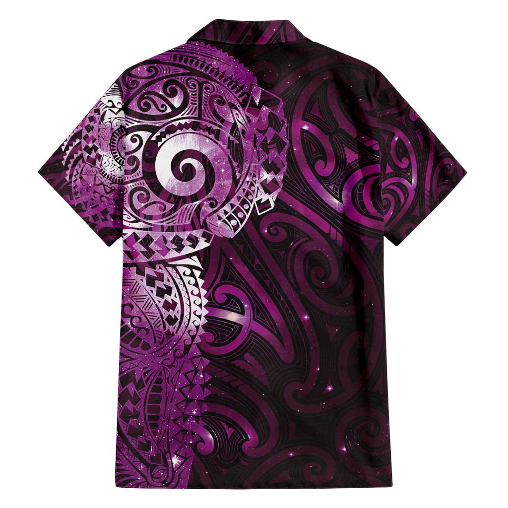 Matariki New Zealand Maori Koru Art Tattoo Family Matching Short Sleeve Bodycon Dress and Hawaiian Shirt New Year Galaxy Pink Sky Style LT03 - Polynesian Pride