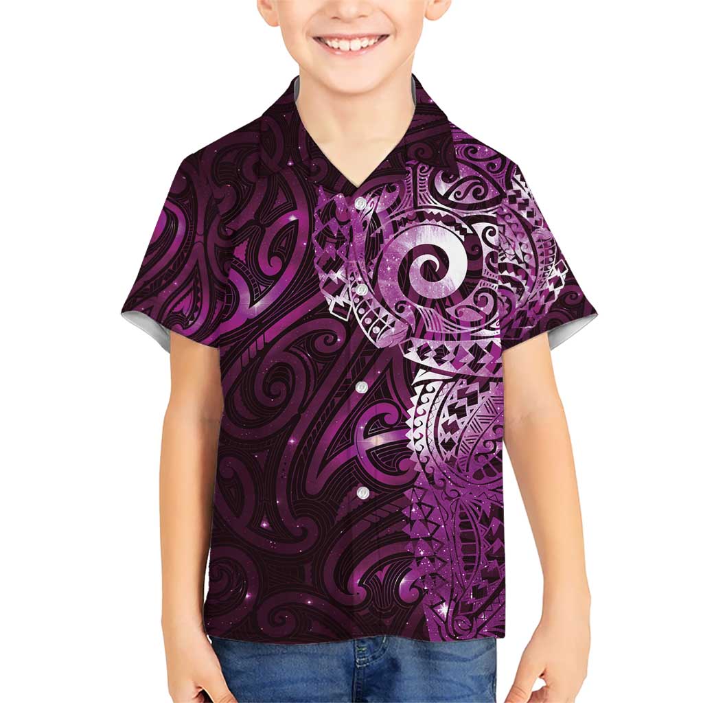 Matariki New Zealand Maori Koru Art Tattoo Kid Hawaiian Shirt New Year Galaxy Pink Sky Style LT03 Kid Pink - Polynesian Pride
