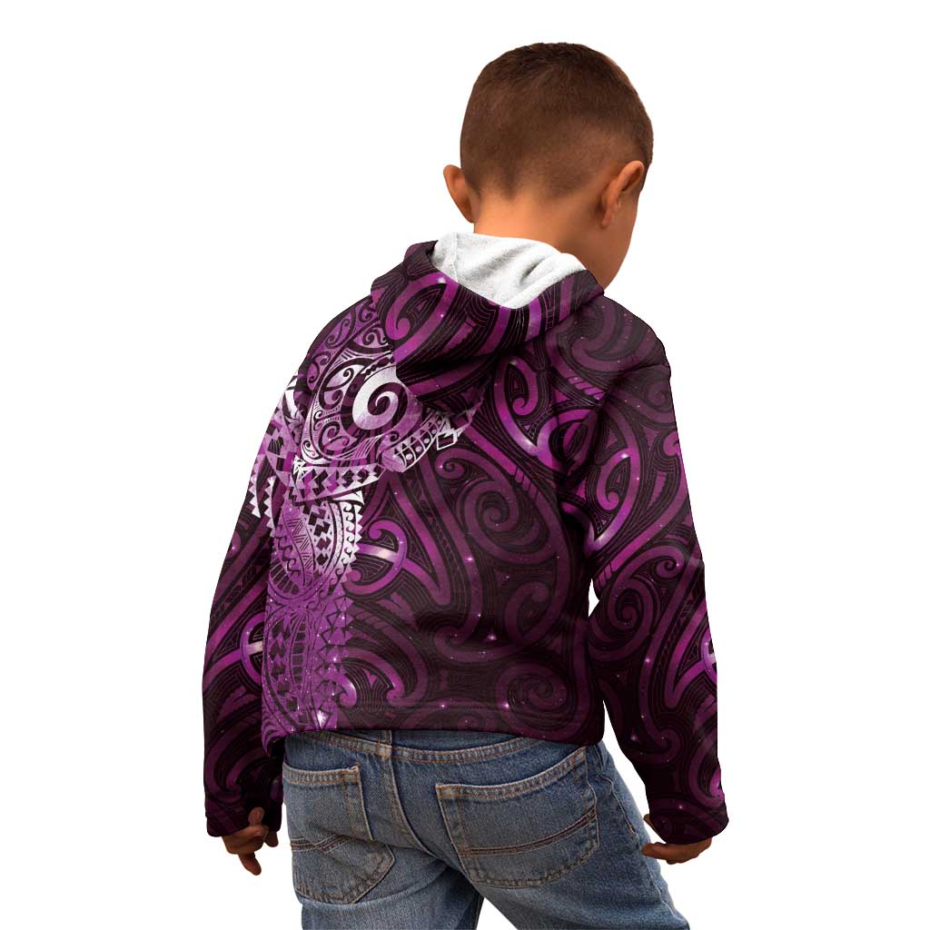 Matariki New Zealand Maori Koru Art Tattoo Kid Hoodie New Year Galaxy Pink Sky Style LT03 - Polynesian Pride