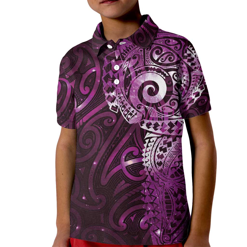 Matariki New Zealand Maori Koru Art Tattoo Kid Polo Shirt New Year Galaxy Pink Sky Style LT03 Kid Pink - Polynesian Pride