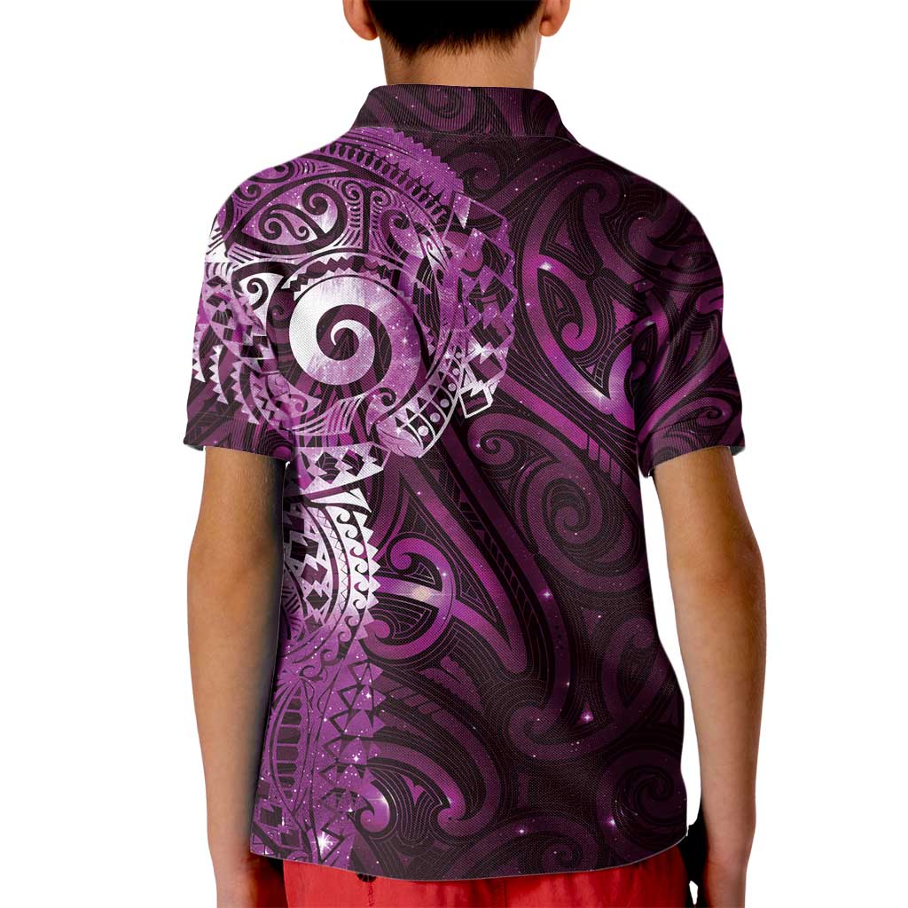 Matariki New Zealand Maori Koru Art Tattoo Kid Polo Shirt New Year Galaxy Pink Sky Style LT03 - Polynesian Pride