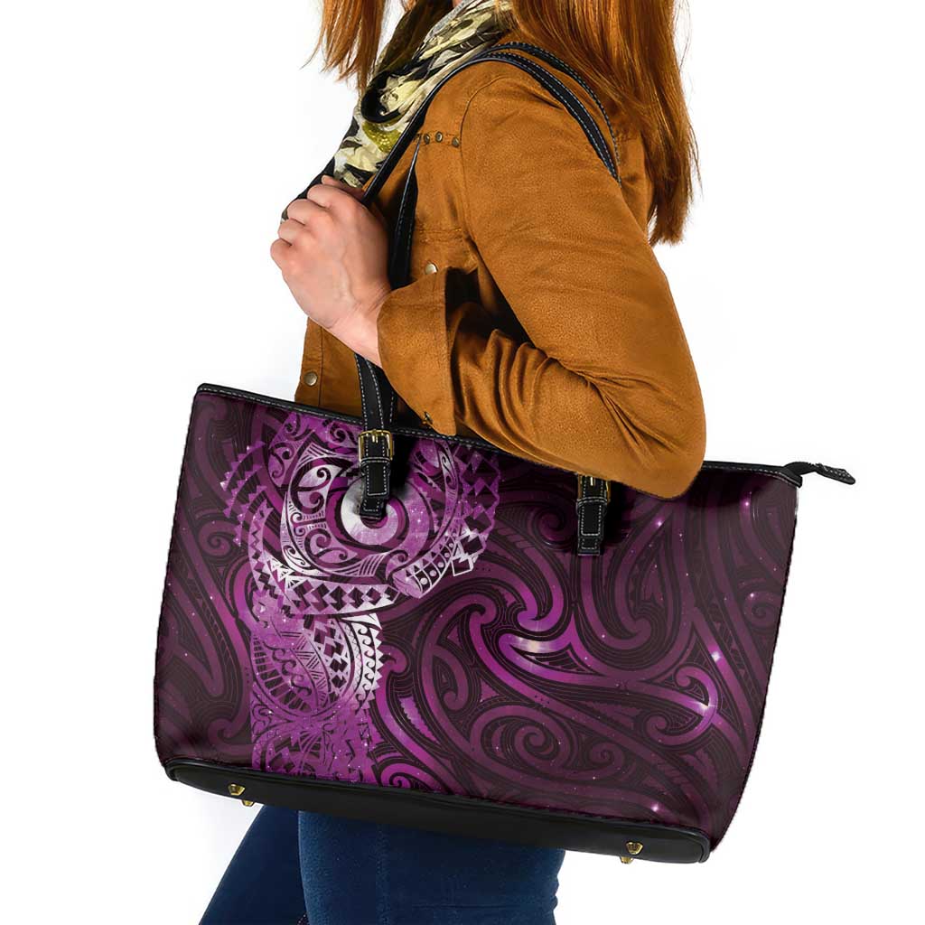 Matariki New Zealand Maori Koru Art Tattoo Leather Tote Bag New Year Galaxy Pink Sky Style LT03 Pink - Polynesian Pride