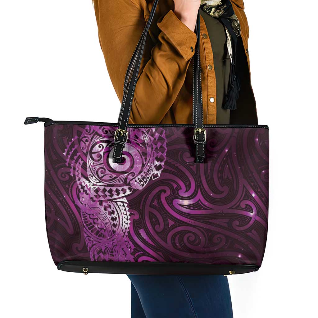 Matariki New Zealand Maori Koru Art Tattoo Leather Tote Bag New Year Galaxy Pink Sky Style LT03 - Polynesian Pride