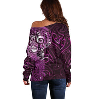 Matariki New Zealand Maori Koru Art Tattoo Off Shoulder Sweater New Year Galaxy Pink Sky Style LT03 - Polynesian Pride