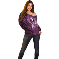 Matariki New Zealand Maori Koru Art Tattoo Off Shoulder Sweater New Year Galaxy Pink Sky Style LT03 - Polynesian Pride