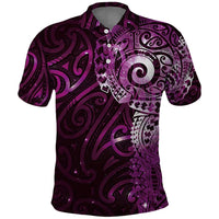 Matariki New Zealand Maori Koru Art Tattoo Polo Shirt New Year Galaxy Pink Sky Style LT03 Pink - Polynesian Pride