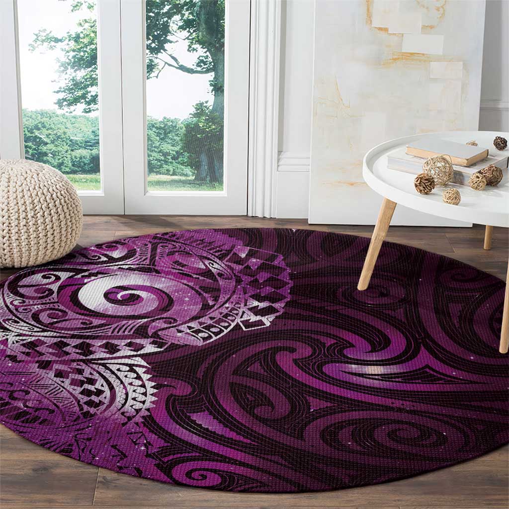 Matariki New Zealand Maori Koru Art Tattoo Round Carpet New Year Galaxy Pink Sky Style LT03 - Polynesian Pride