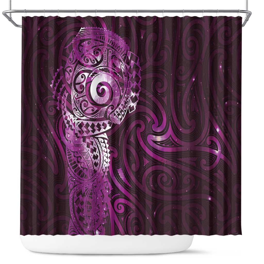 Matariki New Zealand Maori Koru Art Tattoo Shower Curtain New Year Galaxy Pink Sky Style LT03 Pink - Polynesian Pride
