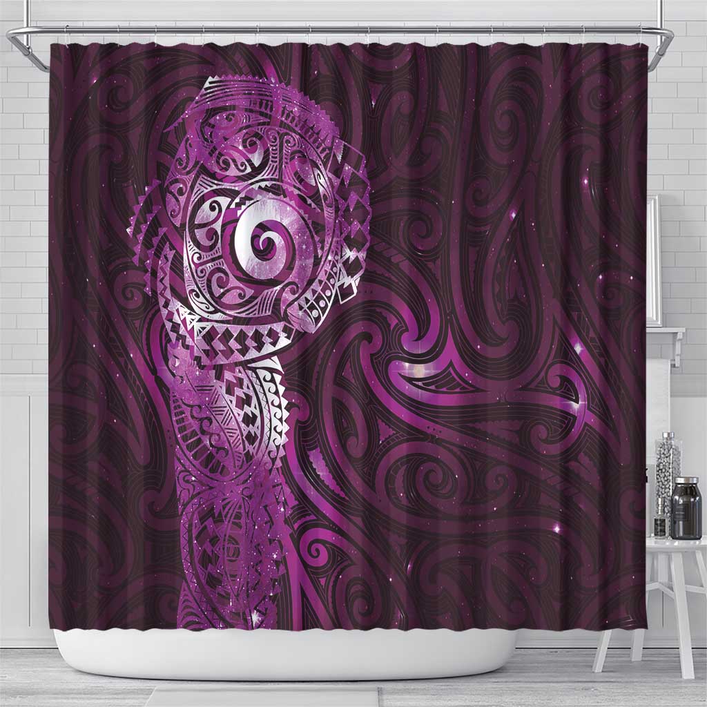Matariki New Zealand Maori Koru Art Tattoo Shower Curtain New Year Galaxy Pink Sky Style LT03 - Polynesian Pride