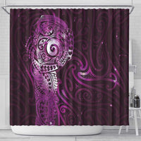 Matariki New Zealand Maori Koru Art Tattoo Shower Curtain New Year Galaxy Pink Sky Style LT03 - Polynesian Pride