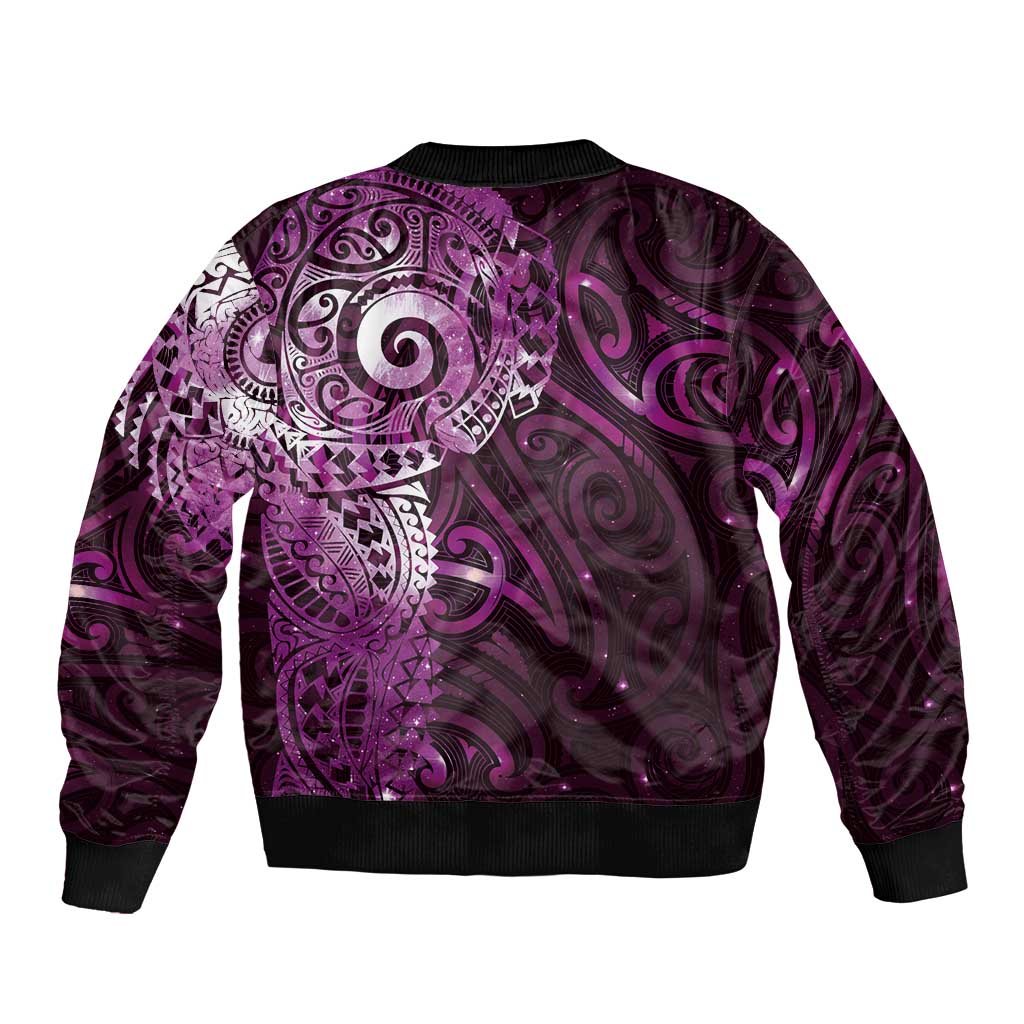 Matariki New Zealand Maori Koru Art Tattoo Sleeve Zip Bomber Jacket New Year Galaxy Pink Sky Style LT03 - Polynesian Pride