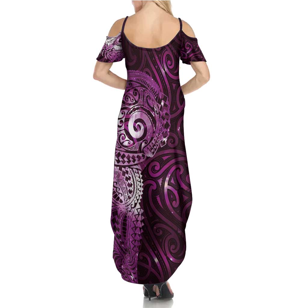 Matariki New Zealand Maori Koru Art Tattoo Summer Maxi Dress New Year Galaxy Pink Sky Style LT03 - Polynesian Pride