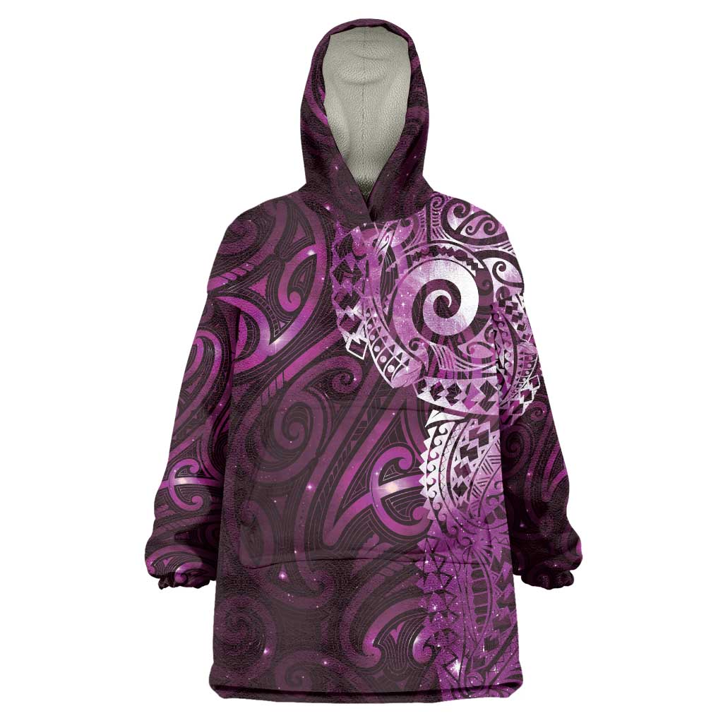 Matariki New Zealand Maori Koru Art Tattoo Wearable Blanket Hoodie New Year Galaxy Pink Sky Style LT03 One Size Pink - Polynesian Pride