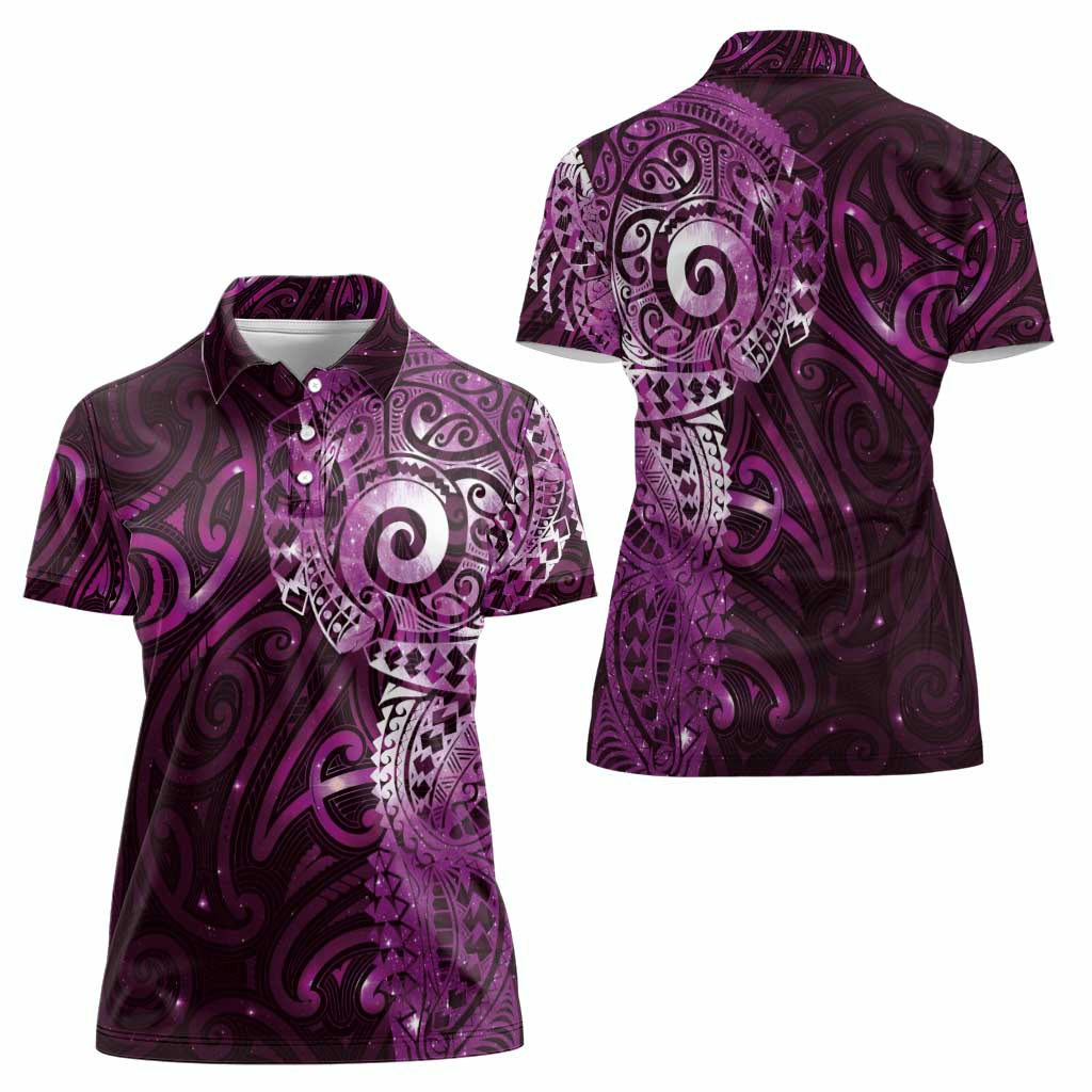 Matariki New Zealand Maori Koru Art Tattoo Women Polo Shirt New Year Galaxy Pink Sky Style LT03 - Polynesian Pride