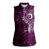 Matariki New Zealand Maori Koru Art Tattoo Women Sleeveless Polo Shirt New Year Galaxy Pink Sky Style LT03 Female Pink - Polynesian Pride