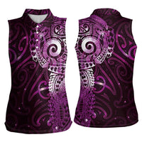 Matariki New Zealand Maori Koru Art Tattoo Women Sleeveless Polo Shirt New Year Galaxy Pink Sky Style LT03 - Polynesian Pride