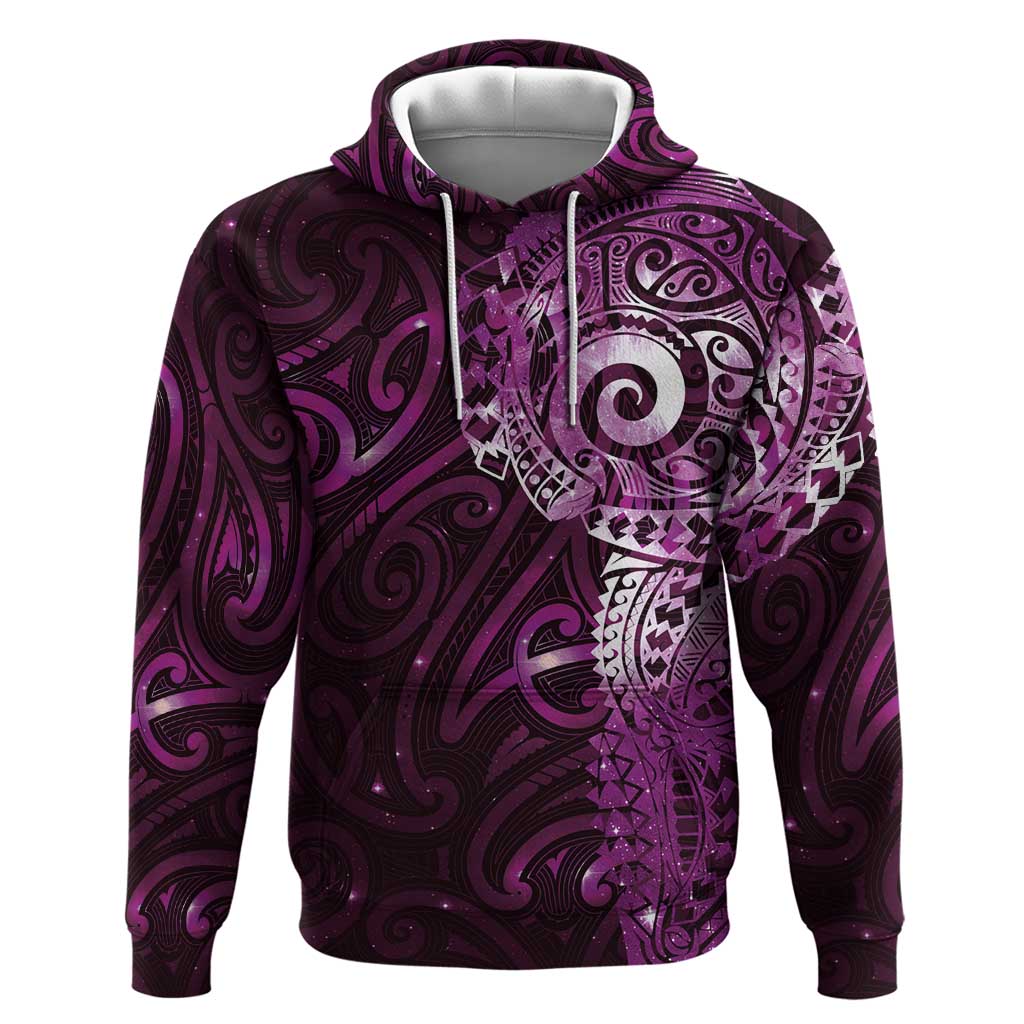 Matariki New Zealand Maori Koru Art Tattoo Zip Hoodie New Year Galaxy Pink Sky Style LT03 Pullover Hoodie Pink - Polynesian Pride