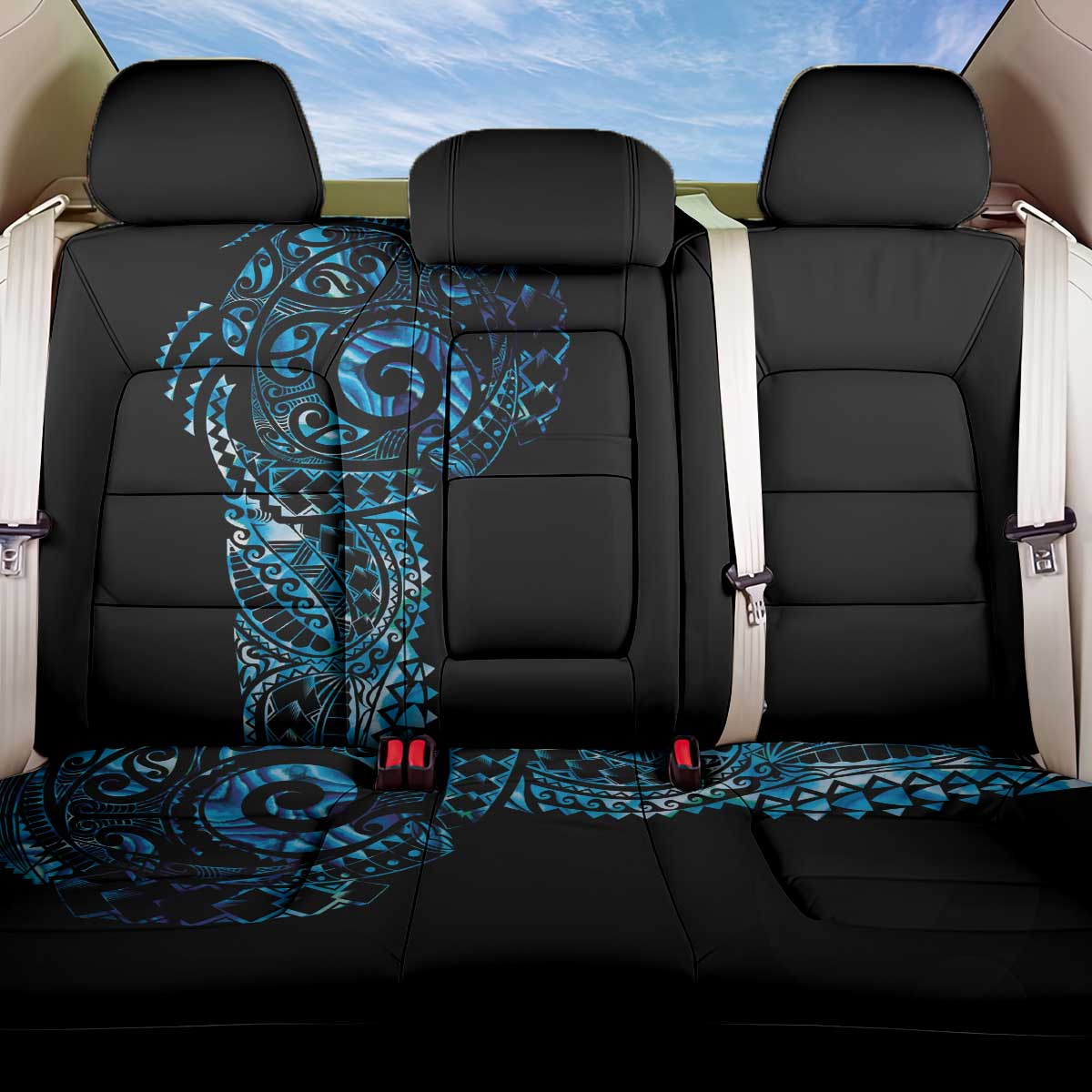 New Zealand Maori Koru Art Traditional Tattoo Back Car Seat Cover Paua Shell LT03 One Size Black - Polynesian Pride