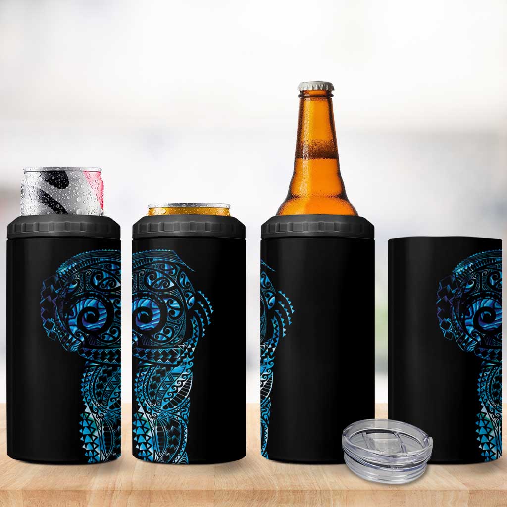 New Zealand Maori Koru Art Traditional Tattoo 4 in 1 Can Cooler Tumbler Paua Shell LT03 - Polynesian Pride