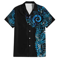 New Zealand Maori Koru Art Traditional Tattoo Family Matching Long Sleeve Bodycon Dress and Hawaiian Shirt Paua Shell LT03 Dad's Shirt - Short Sleeve Black - Polynesian Pride