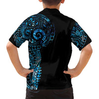 New Zealand Maori Koru Art Traditional Tattoo Family Matching Off Shoulder Maxi Dress and Hawaiian Shirt Paua Shell LT03 - Polynesian Pride