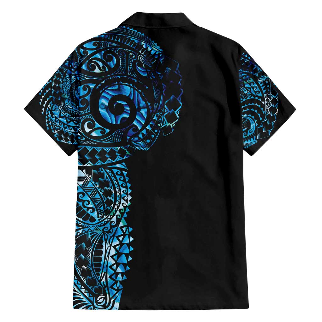New Zealand Maori Koru Art Traditional Tattoo Family Matching Short Sleeve Bodycon Dress and Hawaiian Shirt Paua Shell LT03 - Polynesian Pride