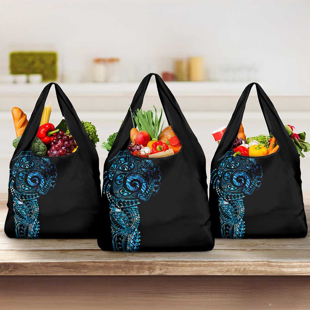 New Zealand Maori Koru Art Traditional Tattoo Grocery Bag Paua Shell