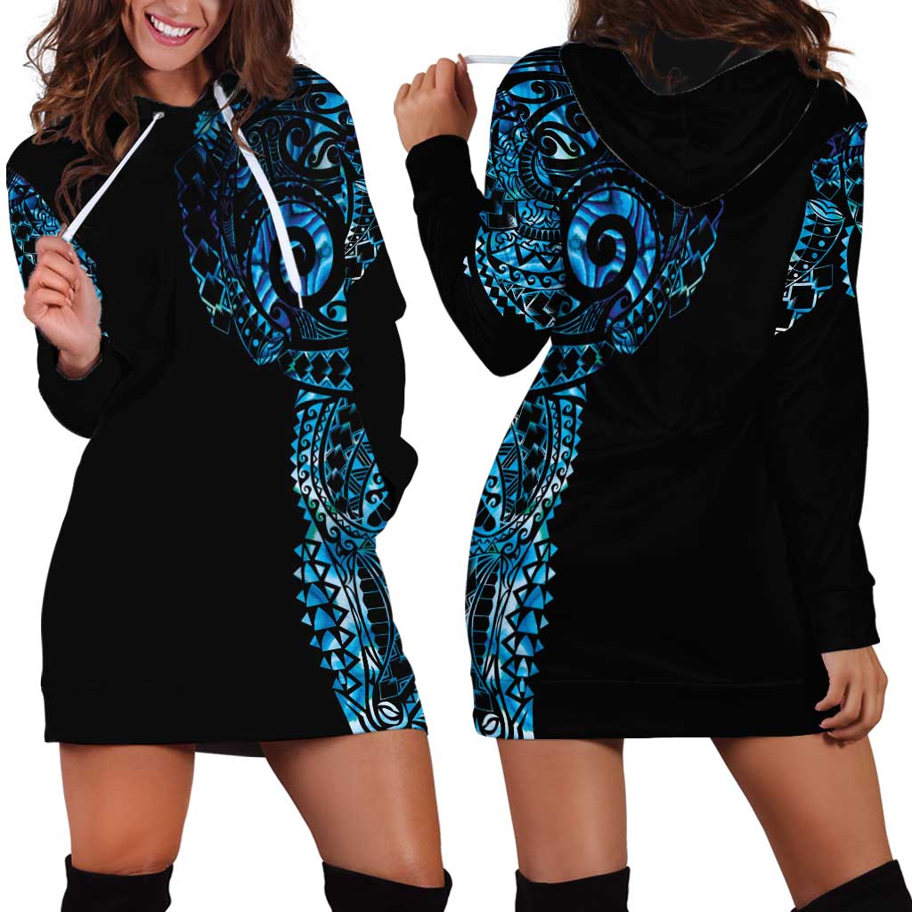 New Zealand Maori Koru Art Traditional Tattoo Hoodie Dress Paua Shell LT03 - Polynesian Pride