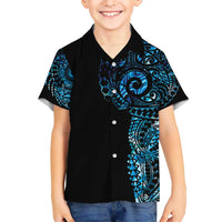 New Zealand Maori Koru Art Traditional Tattoo Kid Hawaiian Shirt Paua Shell LT03 Kid Black - Polynesian Pride