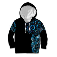 New Zealand Maori Koru Art Traditional Tattoo Kid Hoodie Paua Shell LT03 Hoodie Black - Polynesian Pride